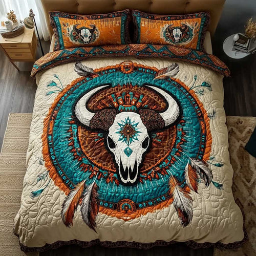 Sacred Buffalo Skull WN1202028CL Quilted Bedding Set