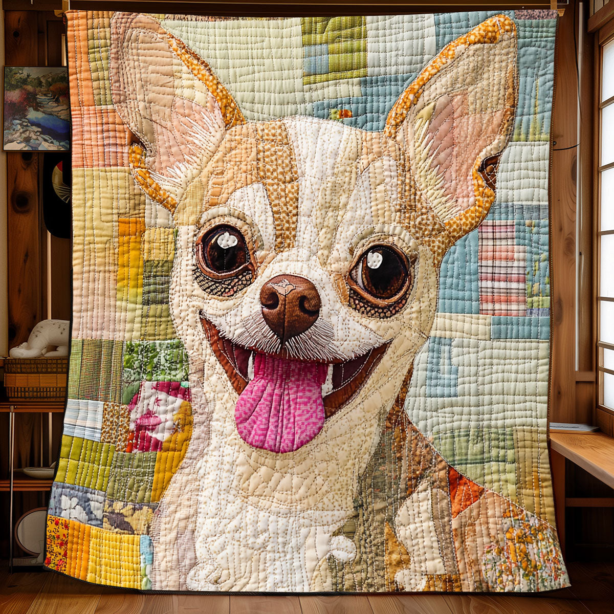 Patchwork Chihuahua XB1303009CL Quilt Blanket
