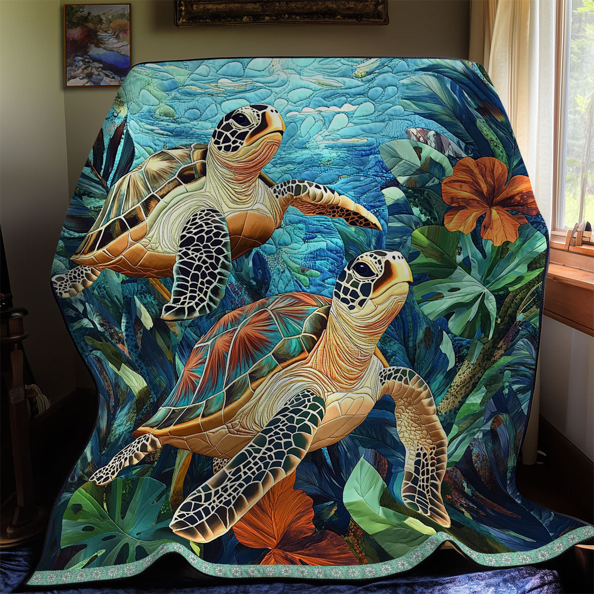 Turtle Sea WX1411045CL Quilt Blanket