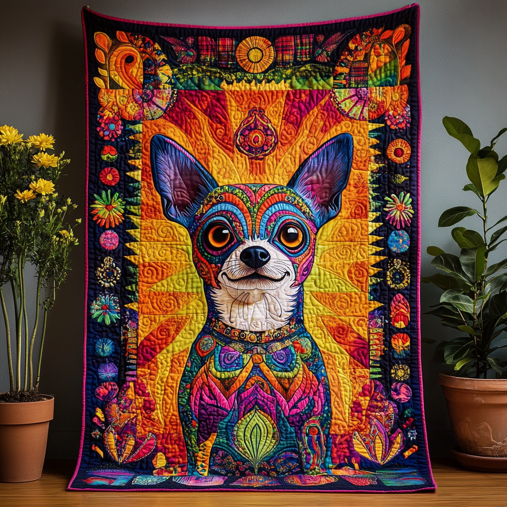 Mystical Chihuahua Hippie WN2409073CL Quilt Blanket