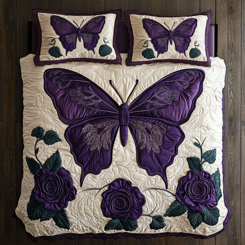Purple Butterfly WJ1702028CL Quilted Bedding Set