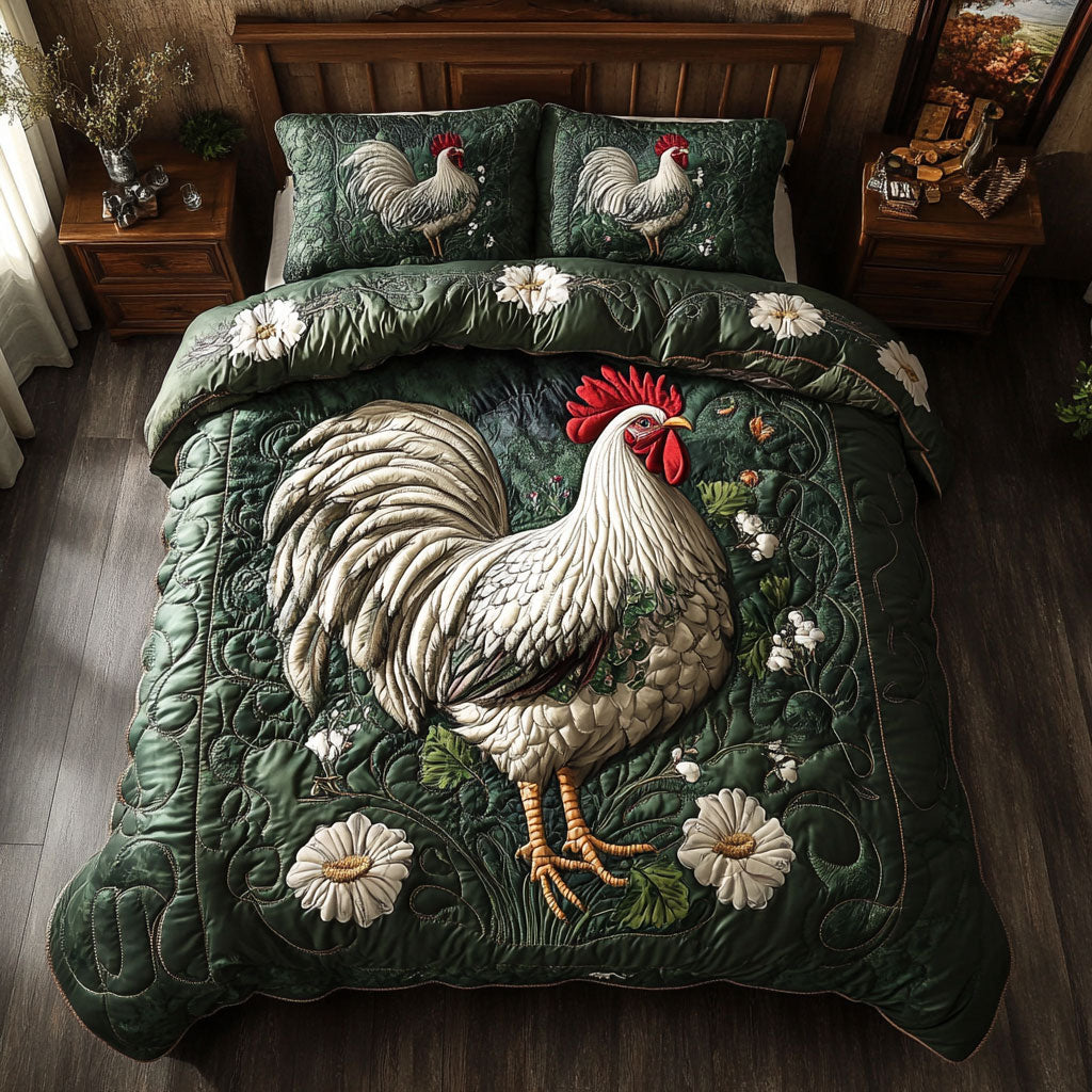 Rooster WY1802046CL Quilted Bedding Set