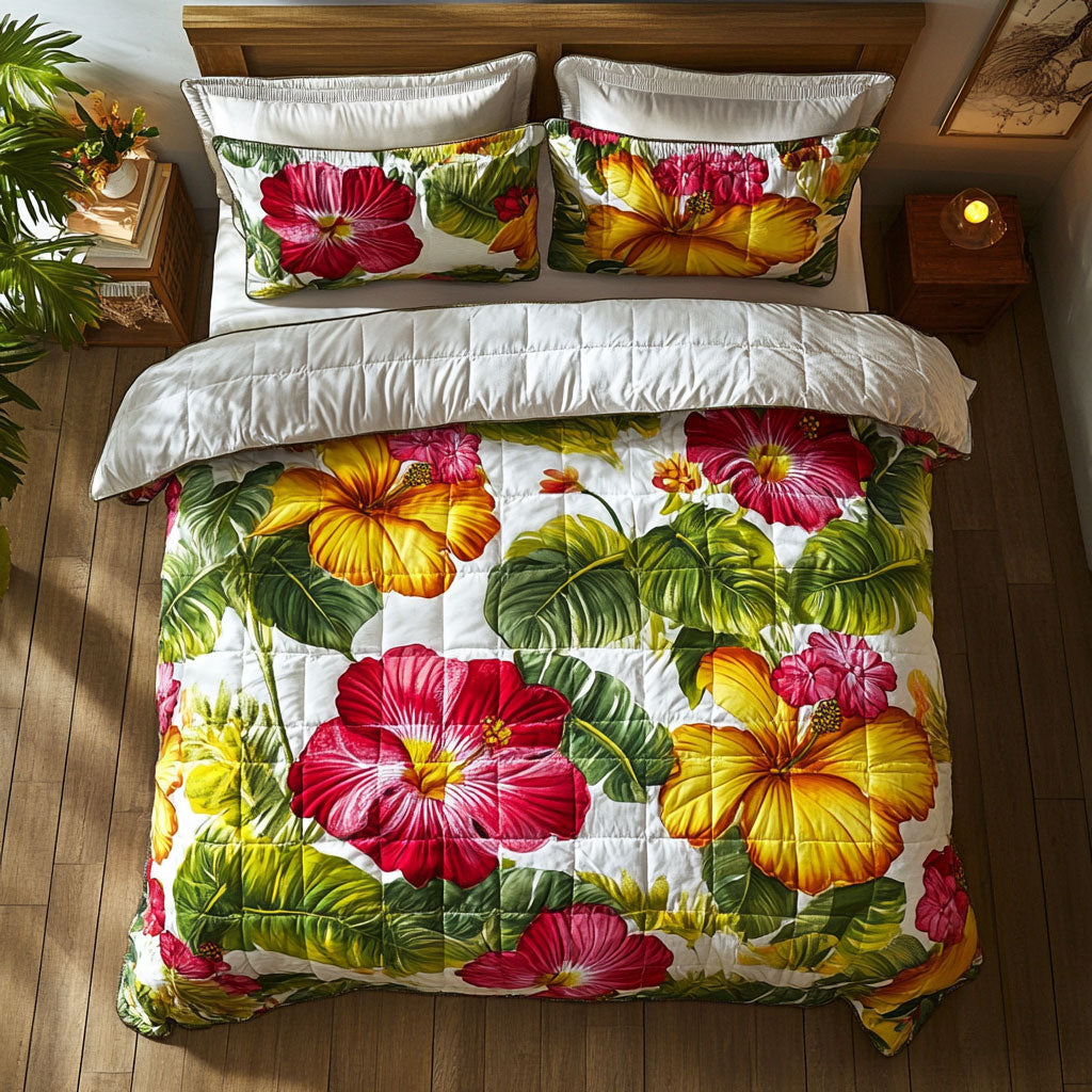 Hibiscus Color WT2702038CL Quilted Bedding Set