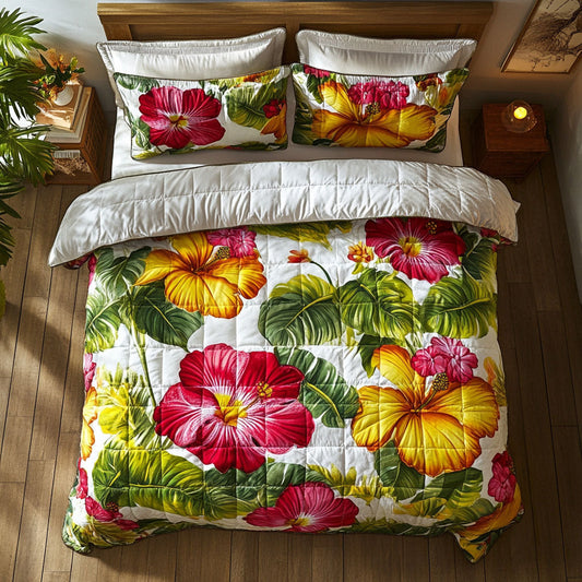 Hibiscus Color WT2702038CL Quilted Bedding Set