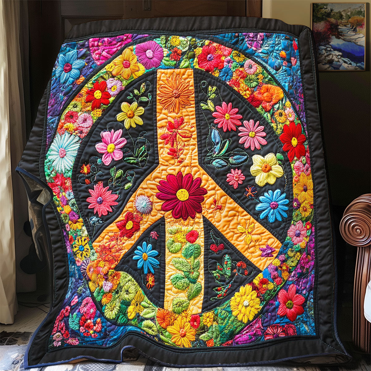 Peace Sign WX1601065CL Quilt Blanket