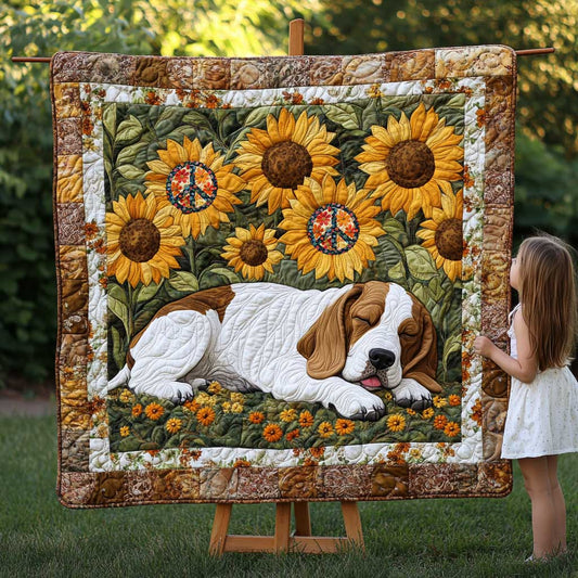 Sleeping Basset Hound WP0810045CL Quilt Blanket