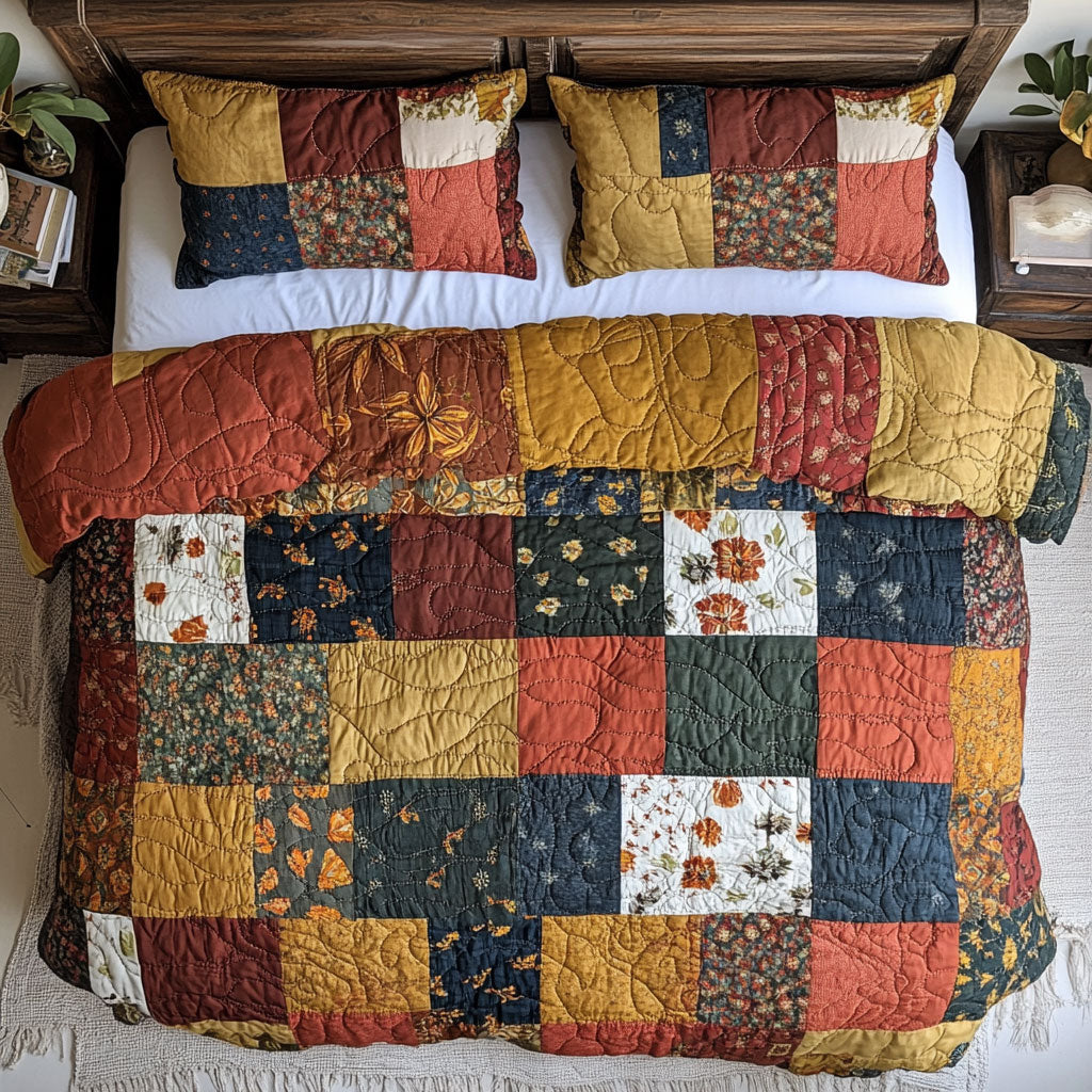 Vintage Flower Patchwork WY1202066CL Quilted Bedding Set