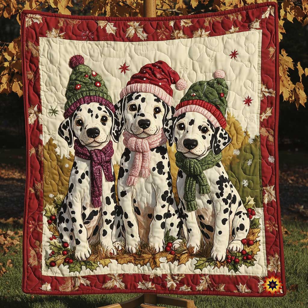 Christmas Triplet Dalmatian Warmy WP0111010CL Quilt Blanket