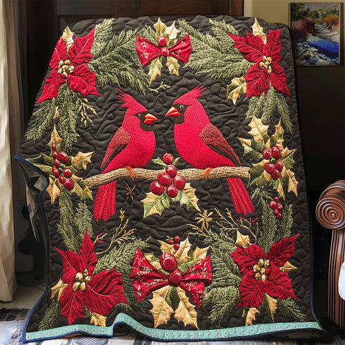 Cardinal Christmas WX2012007CL Quilt Blanket