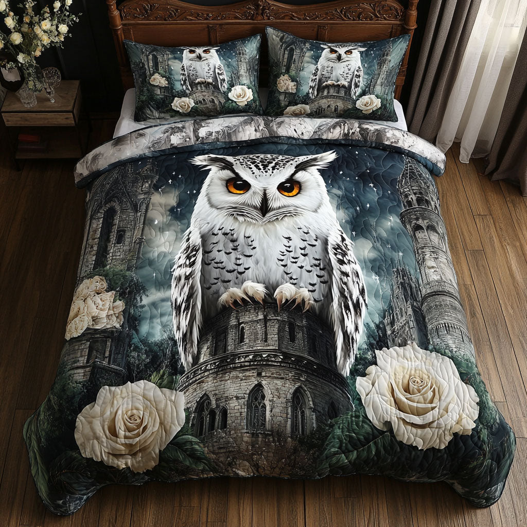 White Owl Roses WT2702025CL Quilted Bedding Set