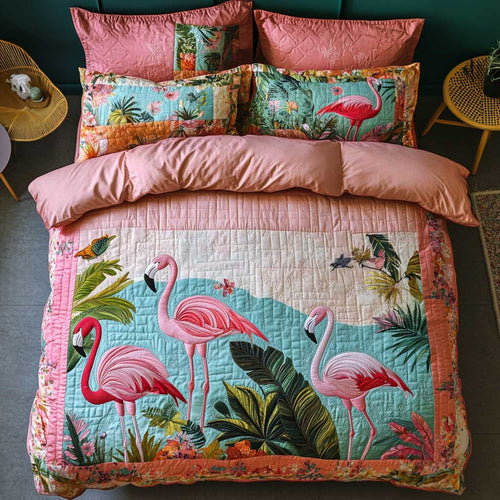 Tropical Flamingo WN1202001CL Quilted Bedding Set