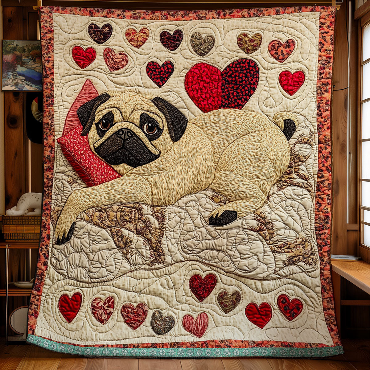 Pug Lazy WX0412044CL Quilt Blanket
