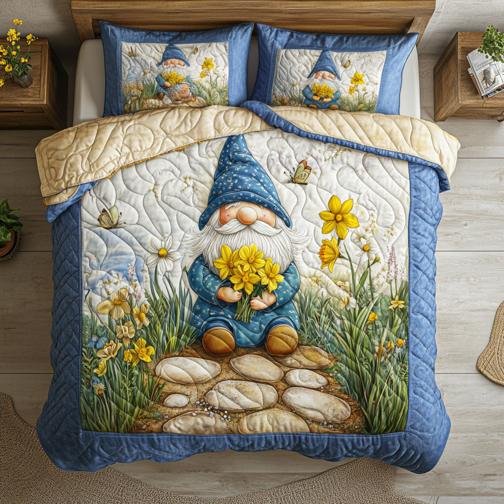 Gnome In Garden WY1302090CL Quilted Bedding Set