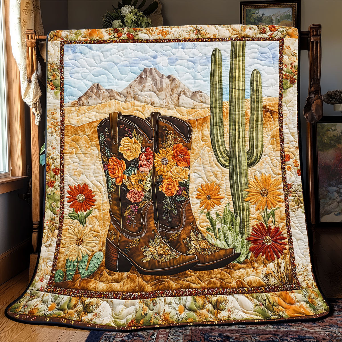 Cowboy Boot Cactus WX2802014CL Quilt Blanket