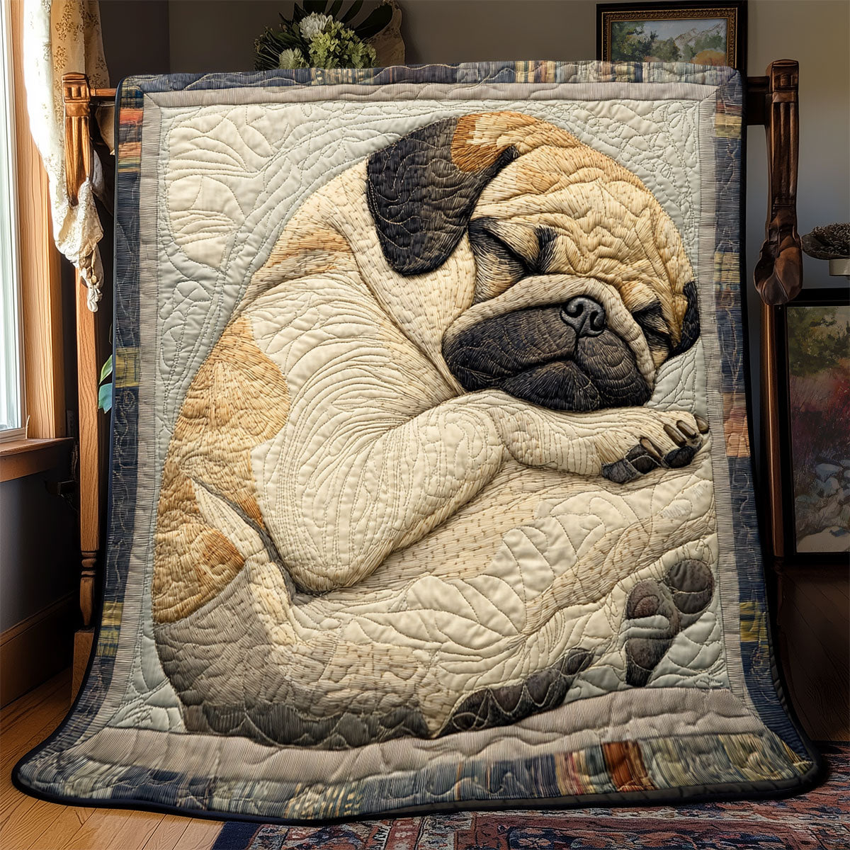 Pug Sleeping WX1701088CL Quilt Blanket