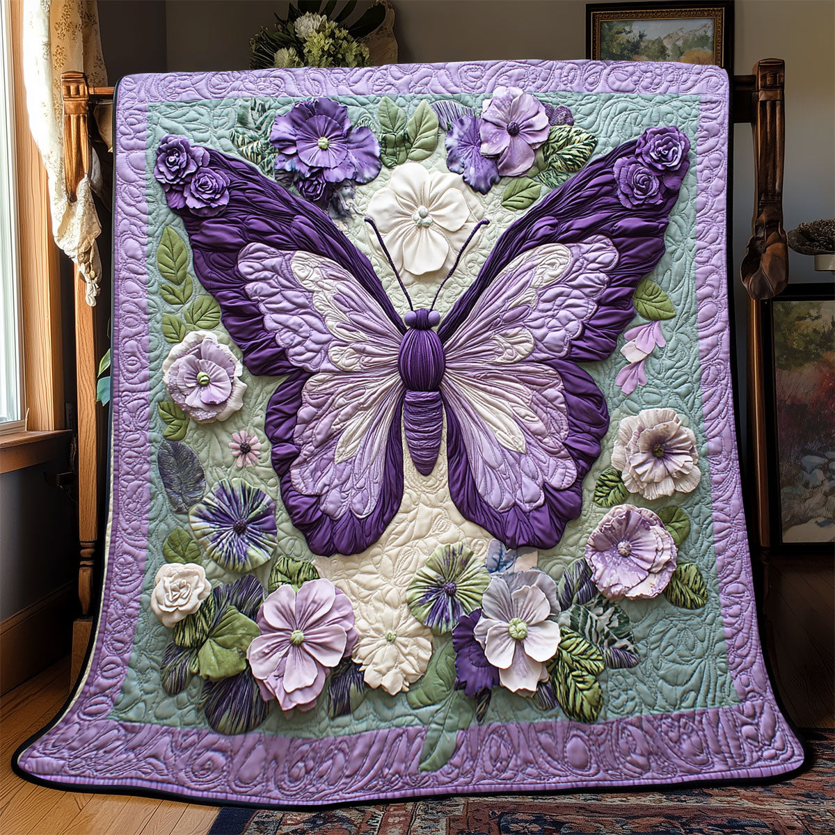 Purple Butterfly WX2802047CL Quilt Blanket