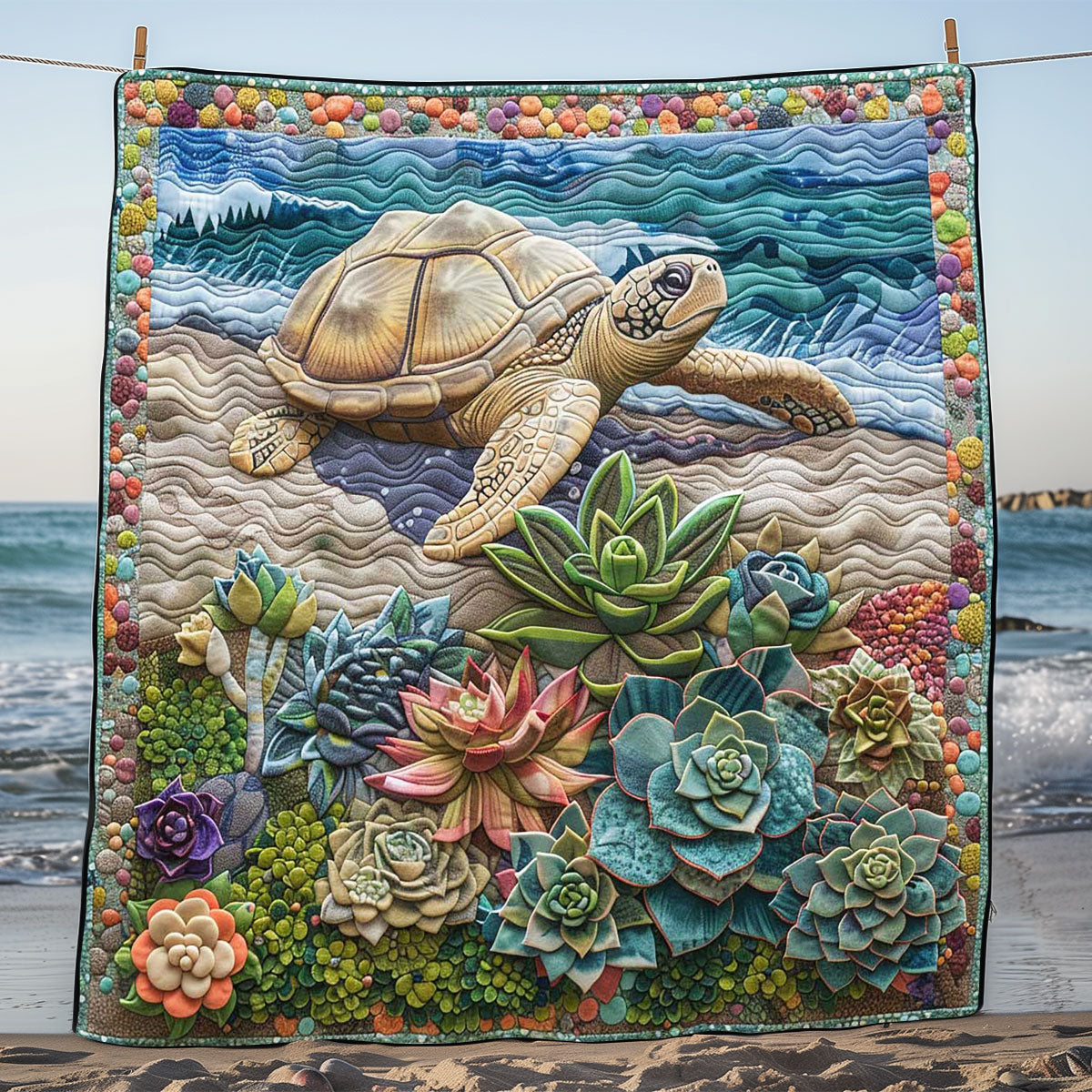 Succulent Sea Turtle WP2008054CL Quilt Blanket
