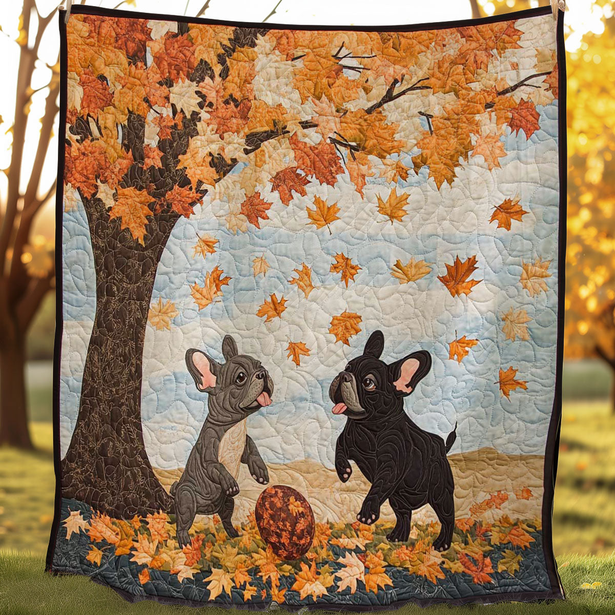 Maple French Bulldogs WP0108021CL Quilt Blanket
