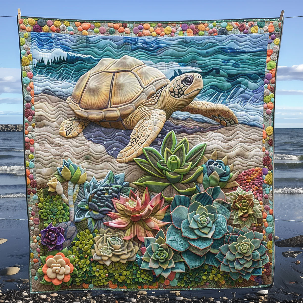 Succulent Sea Turtle WP2008054CL Quilt Blanket