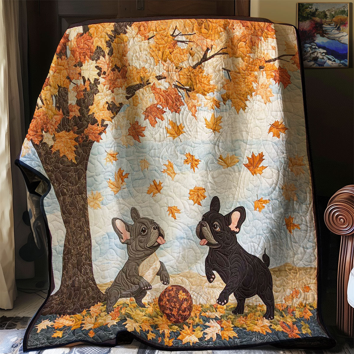 Maple French Bulldogs WP0108021CL Quilt Blanket