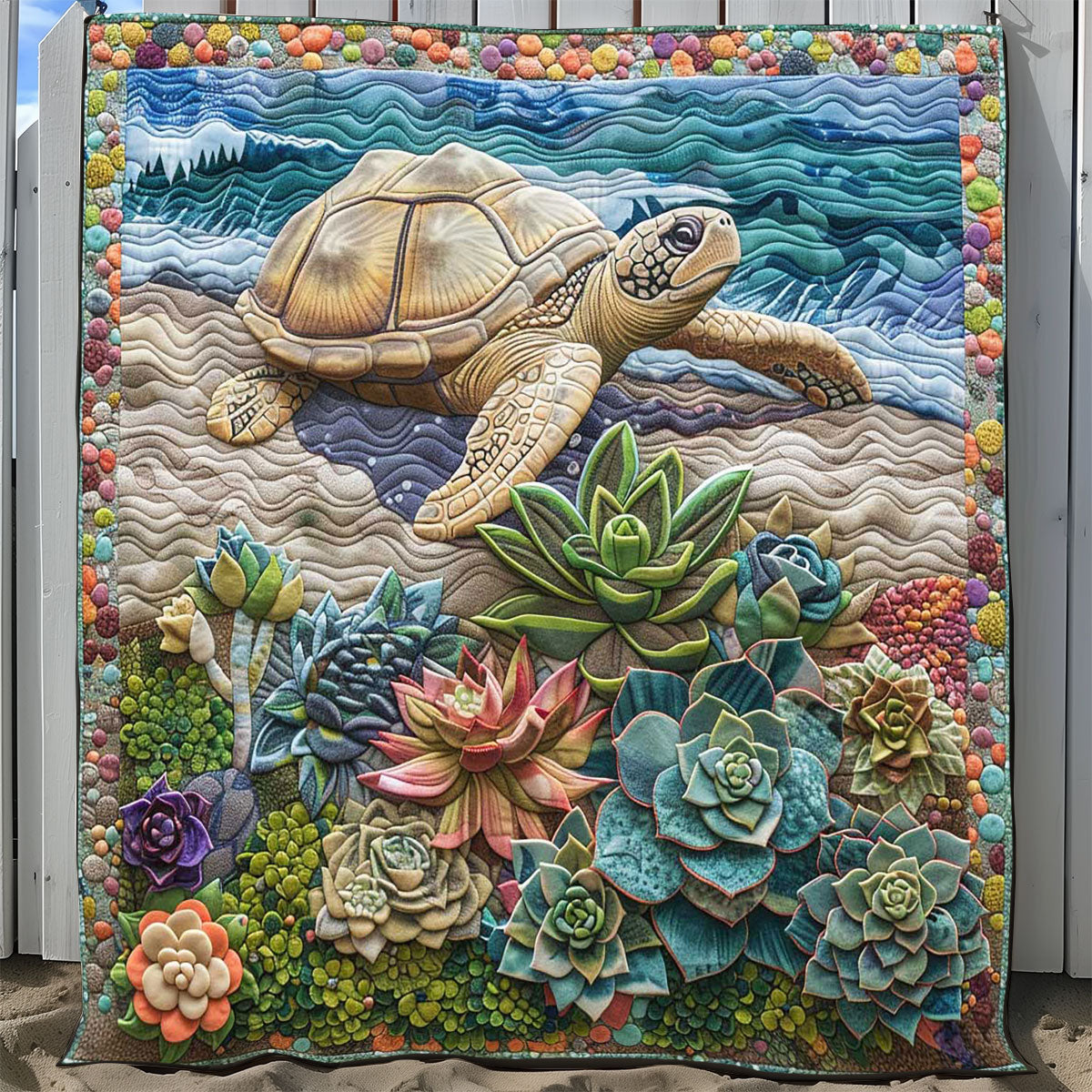 Succulent Sea Turtle WP2008054CL Quilt Blanket
