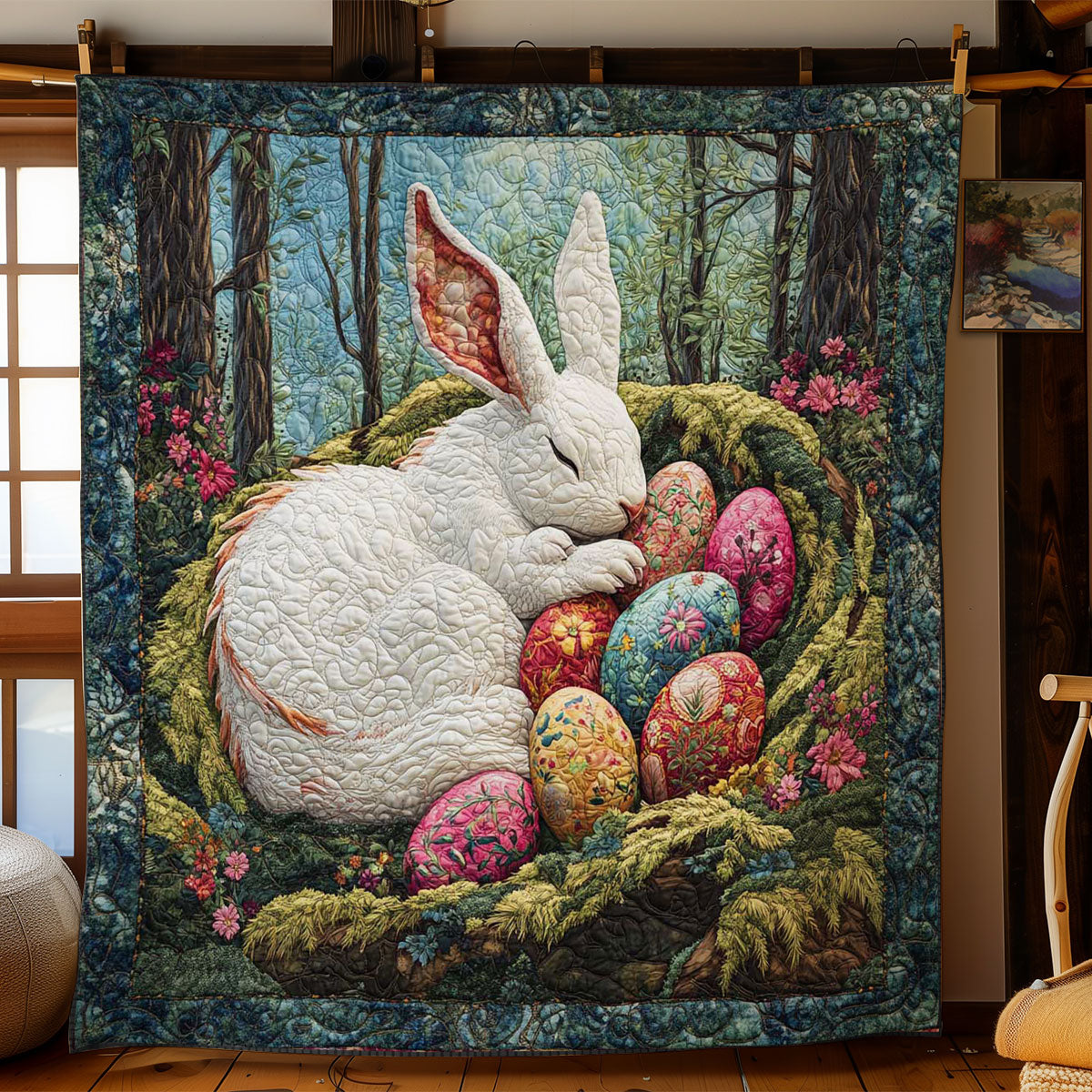 Rabbit’s Easter Nest WN1501036CL Quilt Blanket