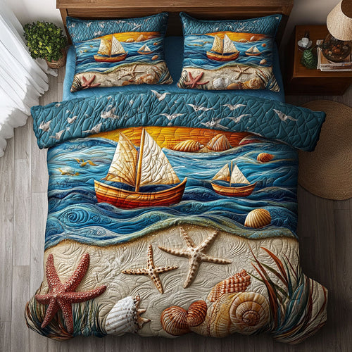 Beautiful Beach Scenery WY1302062CL Quilted Bedding Set