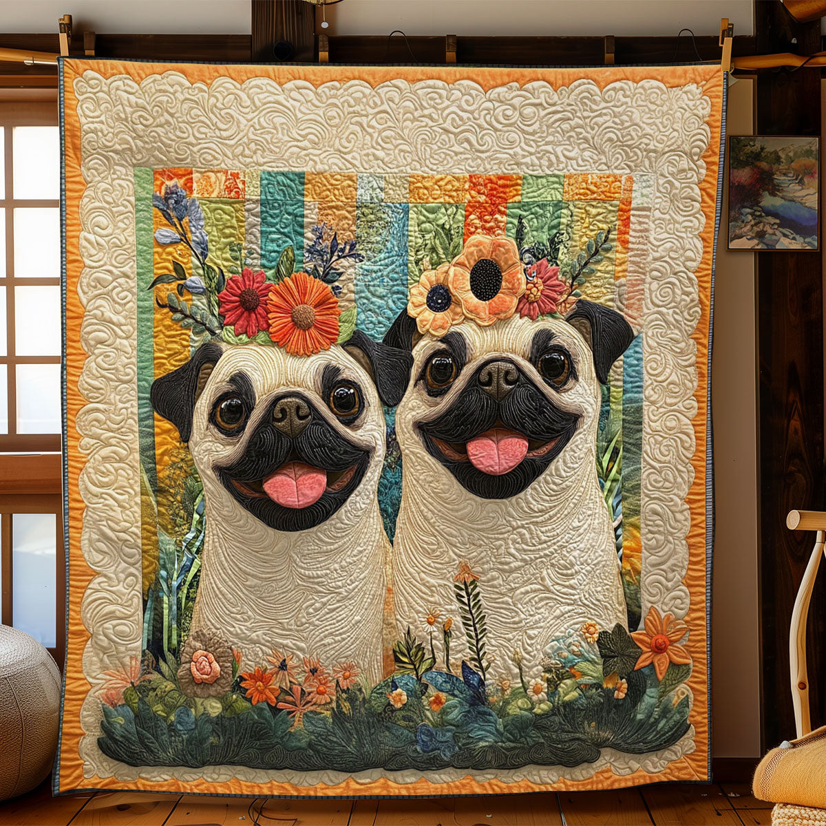 Happy Flower Ring CP1004035CL Quilt Blanket
