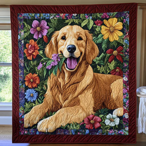 Adorable Golden Retriever Gift WP1309003CL Quilt Blanket