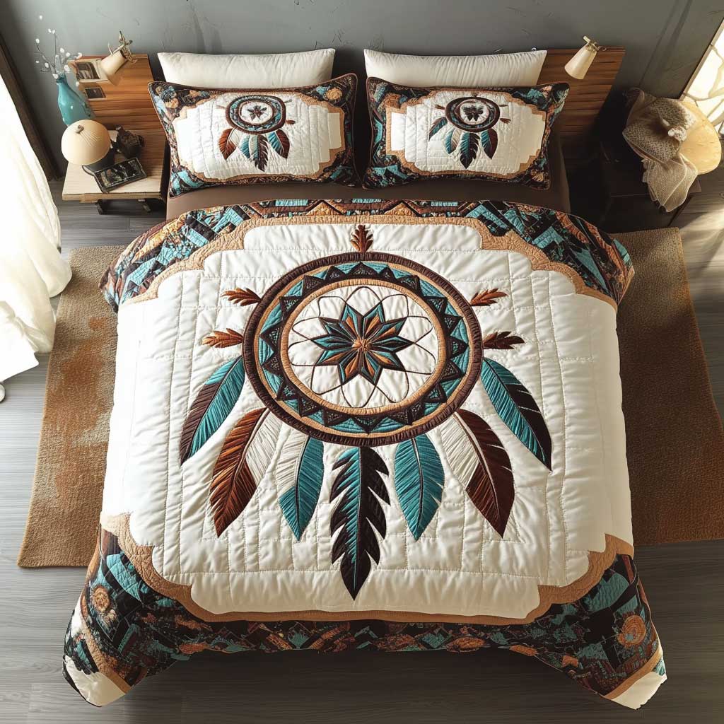 Feathered Dreamcatcher Serenity WN1702009CL Quilted Bedding Set