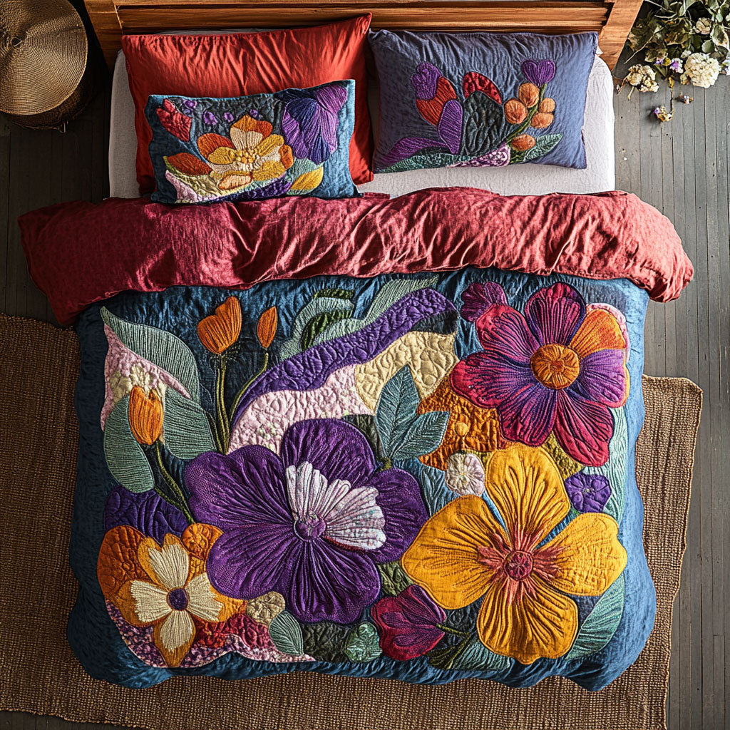 Flowers WX2702036CL Quilted Bedding Set