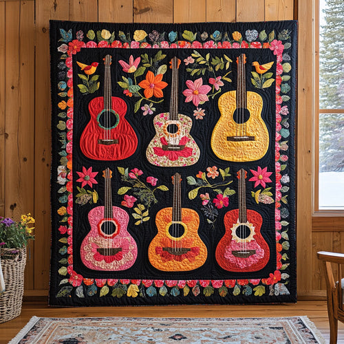 Floral Guitar CW2708054CL Quilt Blanket