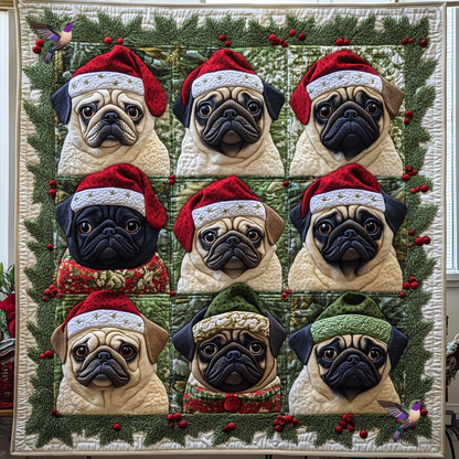 Pug Santa Claus XR0212011CL Quilt Blanket