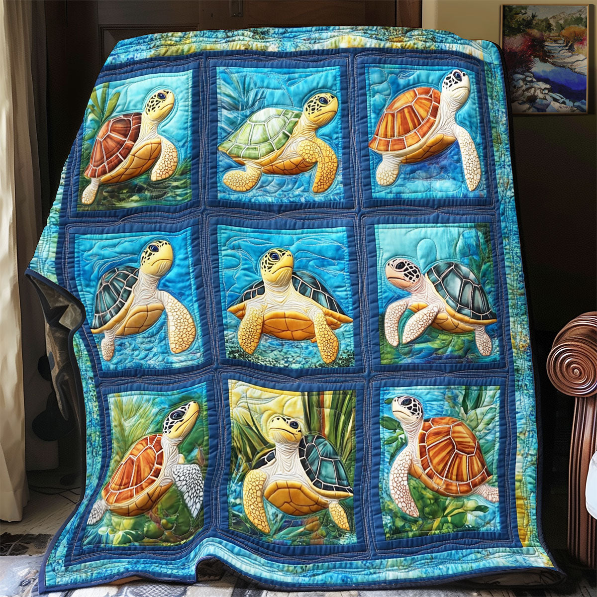 Marine Turtle WX0401030CL Quilt Blanket
