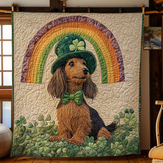 Green Hat Dachshund WN2712012CL Quilt Blanket