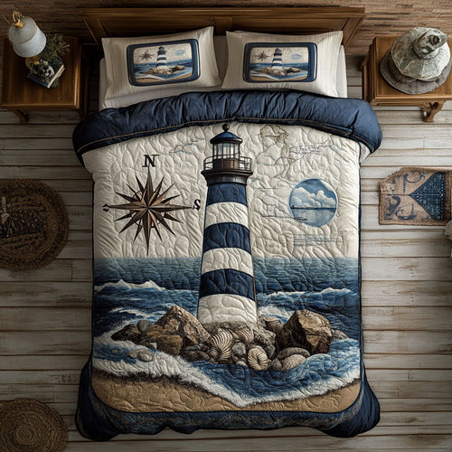Lighthouse And Compass WY1202034CL Quilted Bedding Set