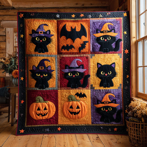Halloween Cat Patchwork CW1109048CL Quilt Blanket
