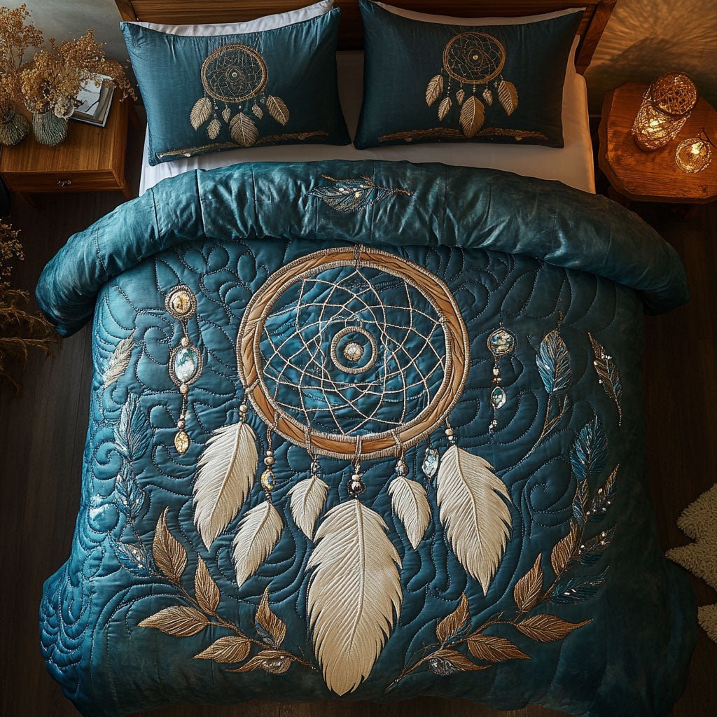 Mystic Feathers WY0803089CL Quilted Bedding Set