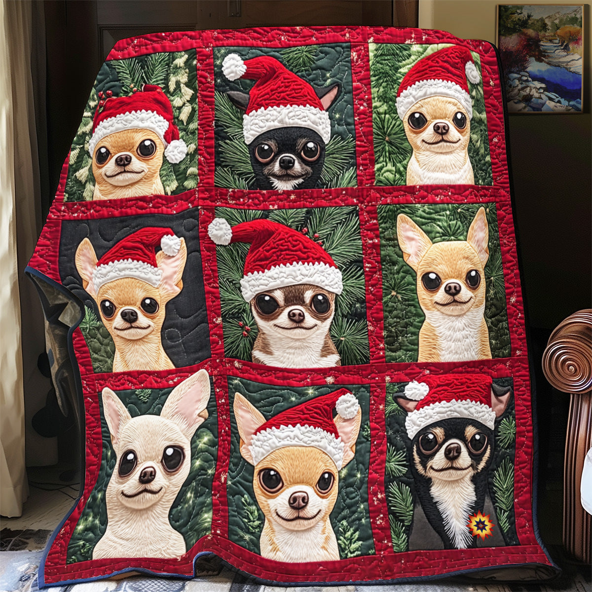 Holiday Chihuahua YR2612047CL Quilt Blanket