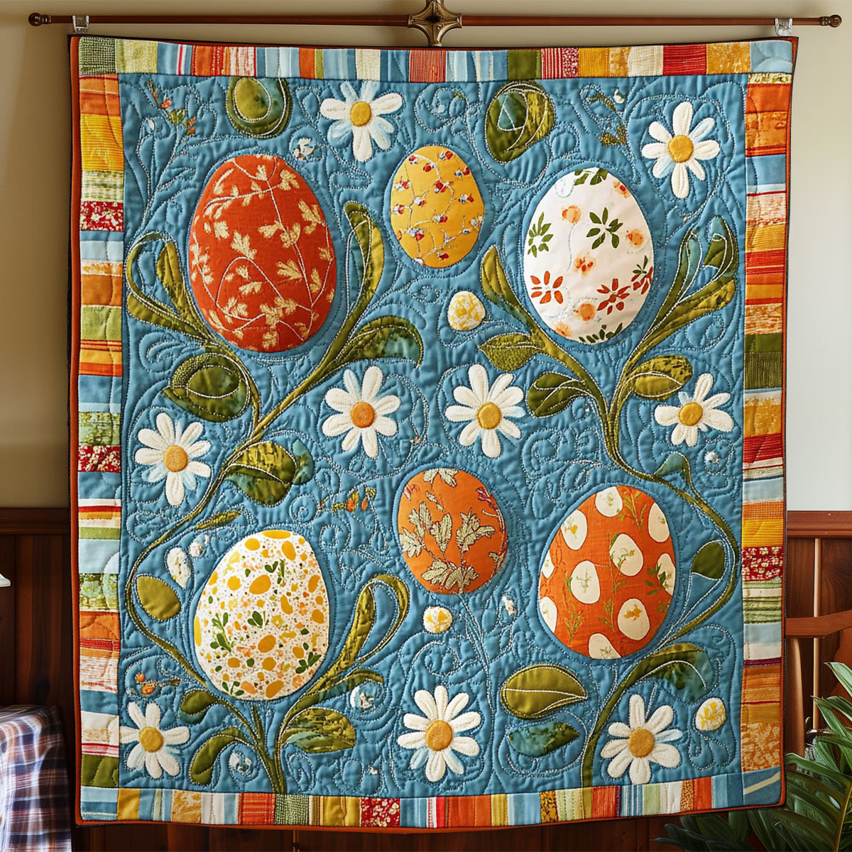 Easter Egg In Garden WY2301054CL Quilt Blanket