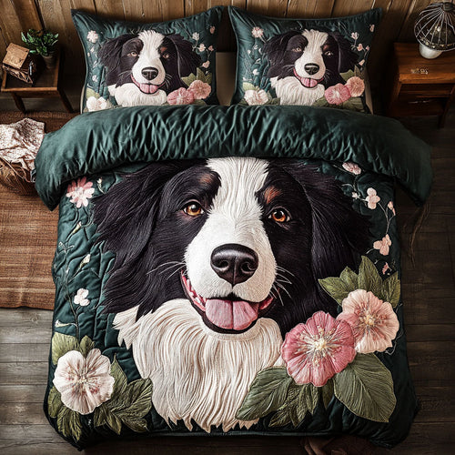 Flower Border Collie WJ1702026CL Quilted Bedding Set