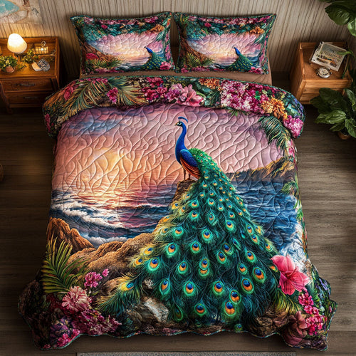 Peacock Ocean Sunset WT0703090CL Quilted Bedding Set