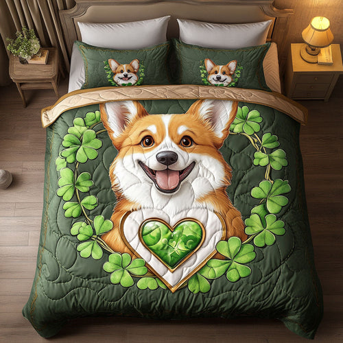 Corgi Clover Happy WT2402017CL Quilted Bedding Set