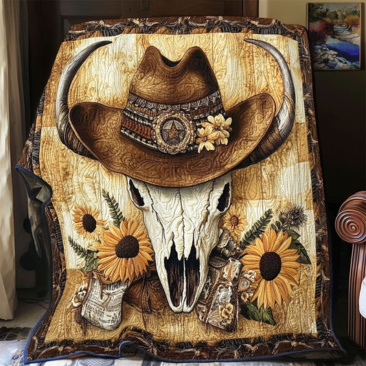 Bull Skull Cowboy WX0602003CL Quilt Blanket