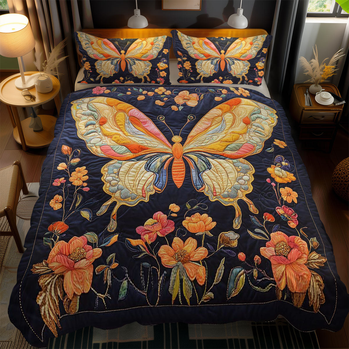 Garden Butterfly WN1002065CL Quilted Bedding Set