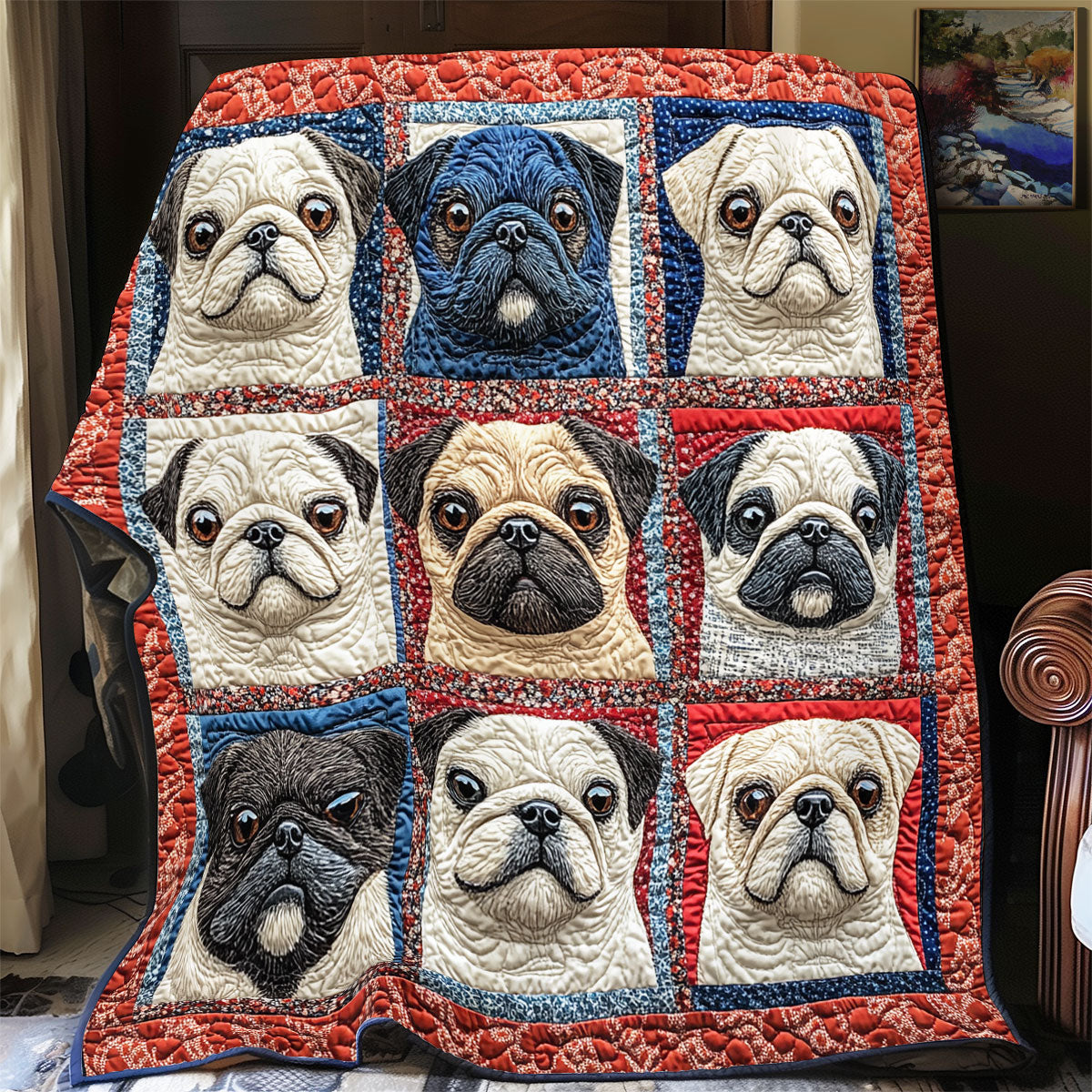 Cute Pug WX3112014CL Quilt Blanket