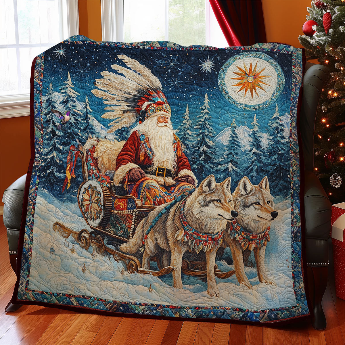 Native American Santa Claus WY0811018CL Quilt Blanket