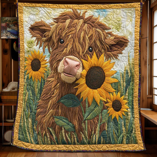 Adorable Cow Sunflower WP0801040CL Quilt Blanket