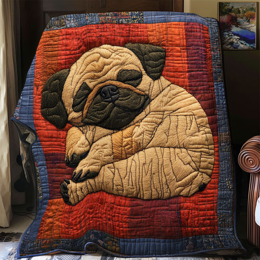 Pug Sleeping WX1701087CL Quilt Blanket