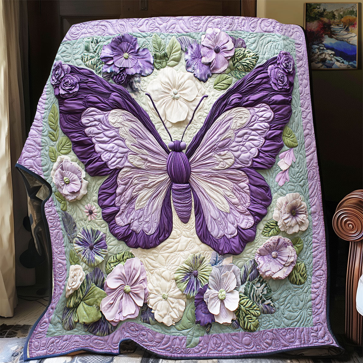 Purple Butterfly WX2802047CL Quilt Blanket